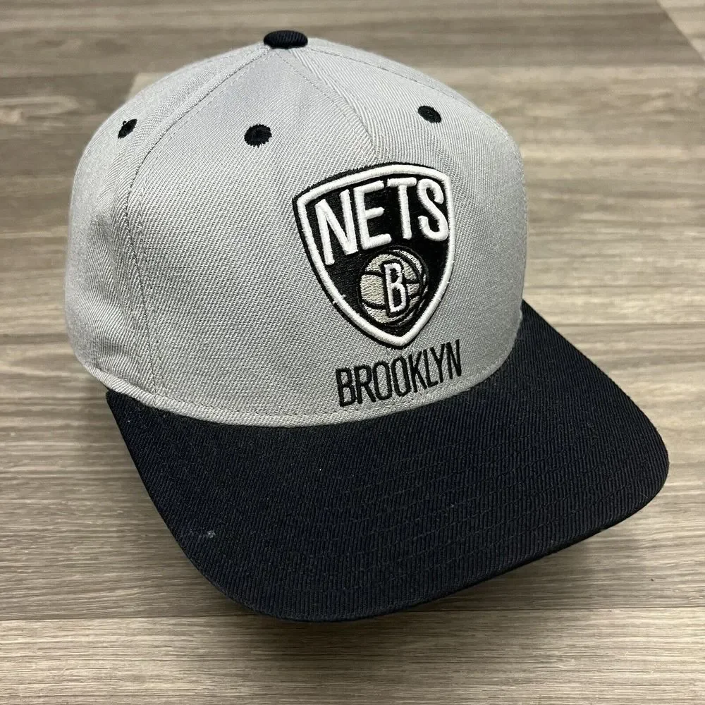 Adidas Brooklyn Nets Snapback Hat Gray Black Logo Cap‎ NBA Basketball